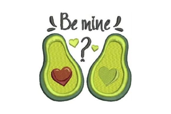 Be Mine Avocado Embroidery Design