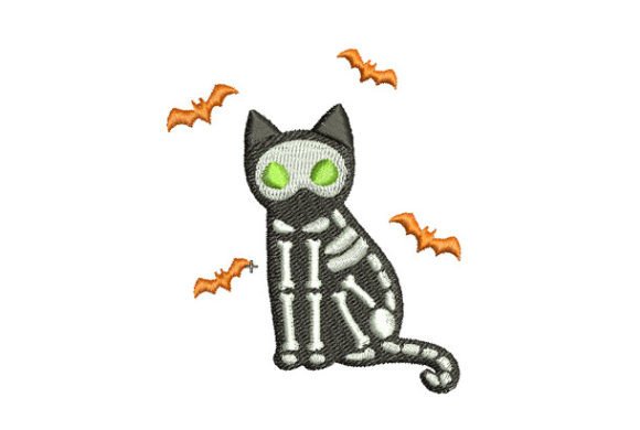 Cat Halloween Embroidery Design