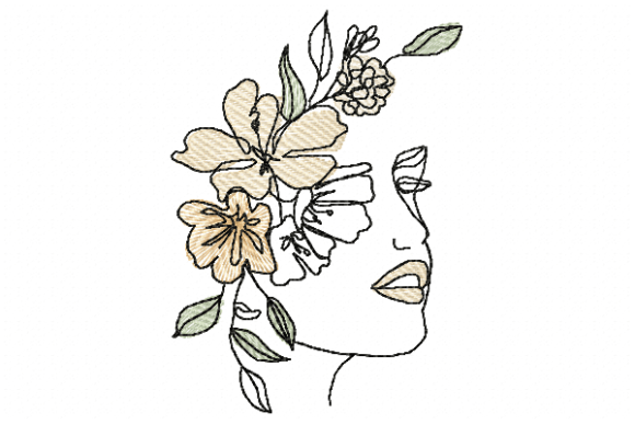 Flowers Face Embroidery Design