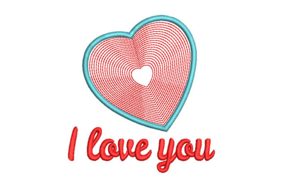I Love You Embroidery Design