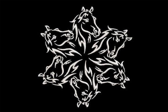 Six Horses Mandala Embroidery Design